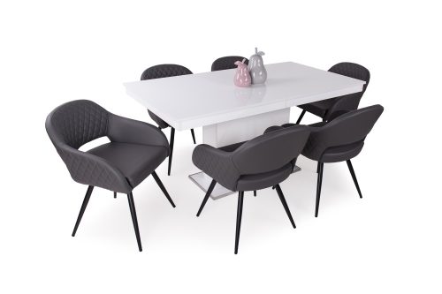 Magasfényű Flóra asztal Cristal székkel - étkezőgarnitúra