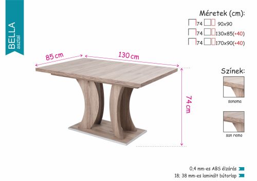 Berta Elegant szék Bella étkezőasztallal  - étkezőgarnitúra