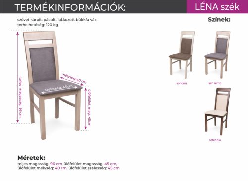 Berta étkezőasztal Léna székkel - étkezőgarnitúra