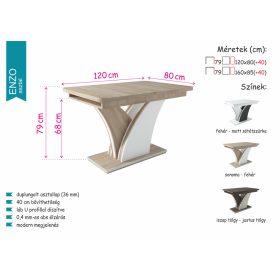 Enzo 160-as asztal sonoma - fehér színben