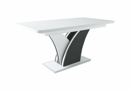 Enzo 160-as asztal fehér - matt sötétszürke színben