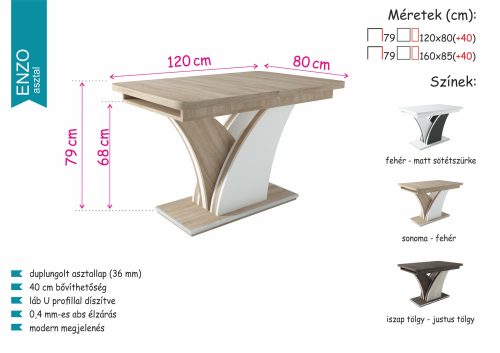 Enzo asztal Aspen székkel - étkezőgarnitúra
