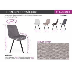   Milla forgó étkezőszék Enzo asztallal - étkezőgarnitúra