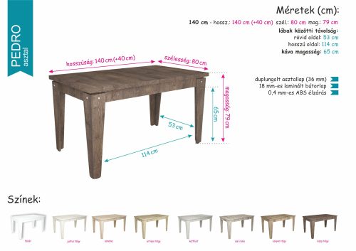 Pedro asztal Kamil székkel étkezőganitúra