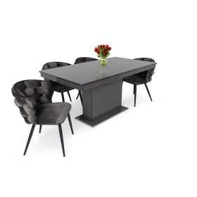   Sonja szék  magasfényű Flóra étkezőasztallal  - étkezőgarnitúra