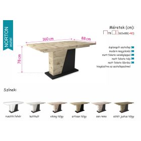 Norton asztal Vanda székkel étkezőgarnitúra