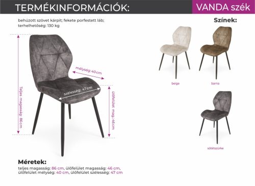 Vanda szék Enzo asztallal étkezőgarnitúra