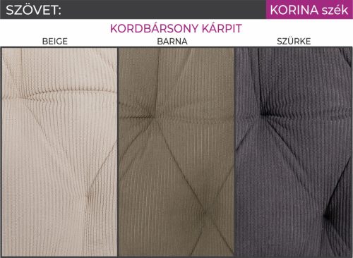 Korina kordbársony szürke szék