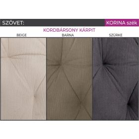 Korina kordbársony barna szék