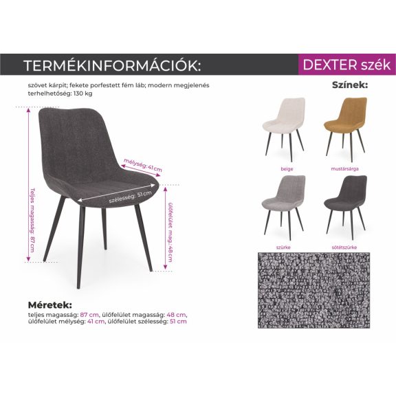 Norton asztal Dexter székkel étkezőgarnitúra