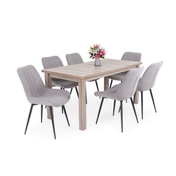   Dexter buklé szövetes szék Berta étkezőasztallal  - étkezőgarnitúra