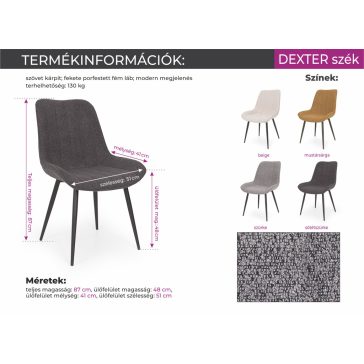   Dexter buklé szövetes szék Berta étkezőasztallal  - étkezőgarnitúra