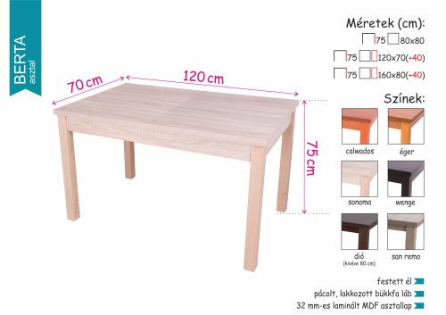 Dexter buklé szövetes szék Berta étkezőasztallal  - étkezőgarnitúra