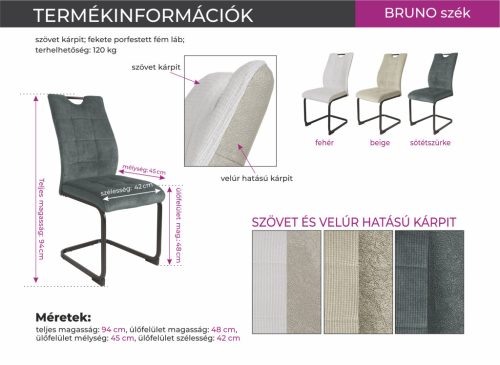 Fanni étkezőasztal Bruno szánkótalpas székkel  - étkezőgarnitúra