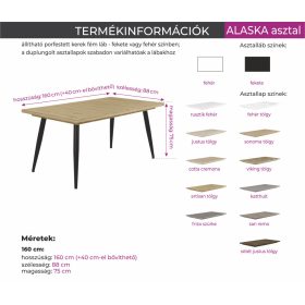 Alaska asztal 11 színben