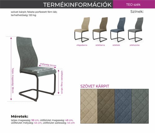 Teo szánkótalpas szék Marocco asztallal - étkezőganitúra