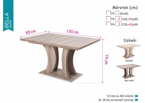 Teo szék Bella asztallal - étkezőganitúra