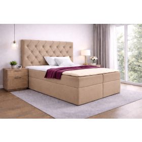 TYP 56 bézs kárpitozott boxspring ágy 140*200