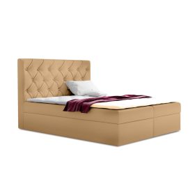 TYP 56 bézs kárpitozott boxspring ágy 140*200