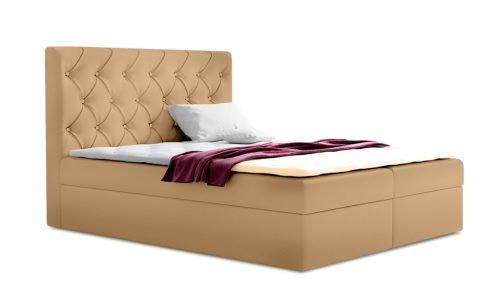 TYP 56 bézs kárpitozott boxspring ágy 140*200