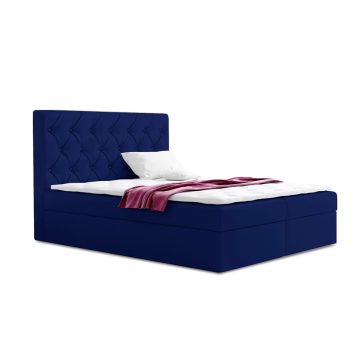 TYP 56 sötétkék kárpitozott boxspring ágy 140*200