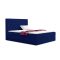 TYP 56 sötétkék kárpitozott boxspring ágy 140*200