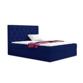 TYP 56 sötétkék kárpitozott boxspring ágy 140*200