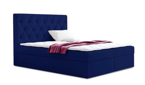 TYP 56 sötétkék kárpitozott boxspring ágy 140*200