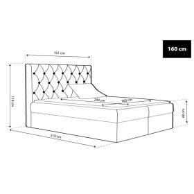 TYP 56 sötétszürke kárpitozott boxspring ágy 160*200