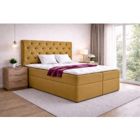 TYP 56 okkersárga kárpitozott boxspring ágy 140*200