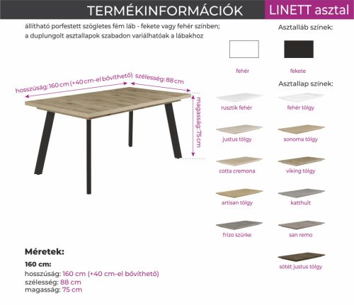 Odett  szék Linett asztallal - étkezőganitúra
