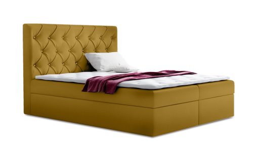 TYP 56 okkersárga kárpitozott boxspring ágy 140*200