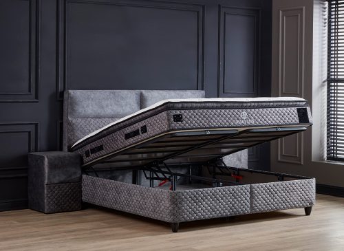 BABYLON kárpitozott ágyneműtartós ágy SZETT matraccal 180*200