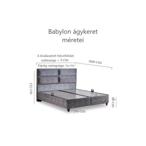 BABYLON kárpitozott ágyneműtartós ágy SZETT matraccal 180*200