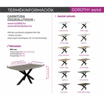 DOROTHY cotta cremona asztallap fekete lábbal