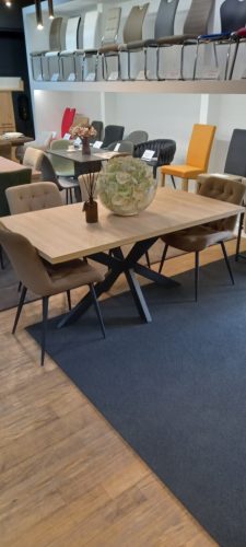 Dexter buklé szövetes szék Dorothy étkezőasztallal  - étkezőgarnitúra