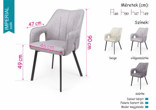 Imperial szövetes szék Dorothy étkezőasztallal  - étkezőgarnitúra