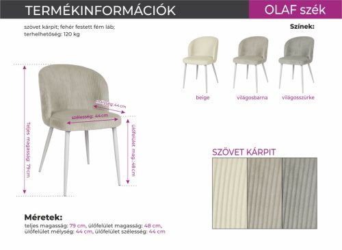 Olaf kordbársony szék Diaz asztallal - étkezőganitúra