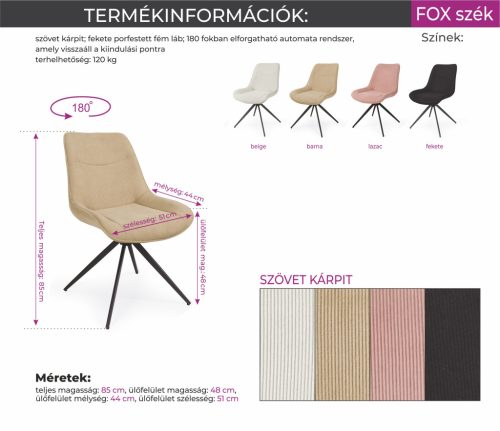 Fox forgatható szék Suzy asztallal - étkezőganitúra