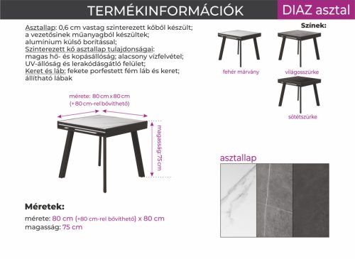 Noel bársony szék Diaz asztallal - étkezőganitúra